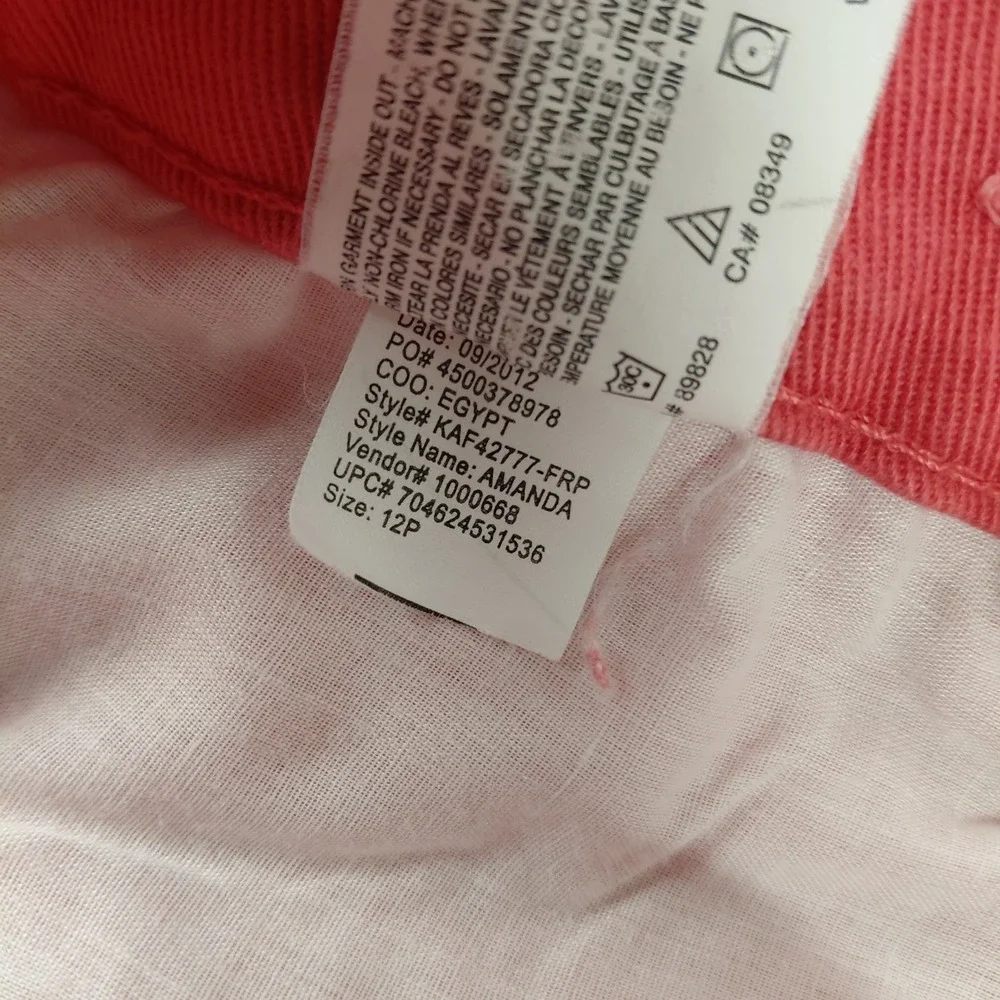 Gloria Vanderbilt Amanda Coral Embroidered Bling Capri Womens 12 Petite Pockets